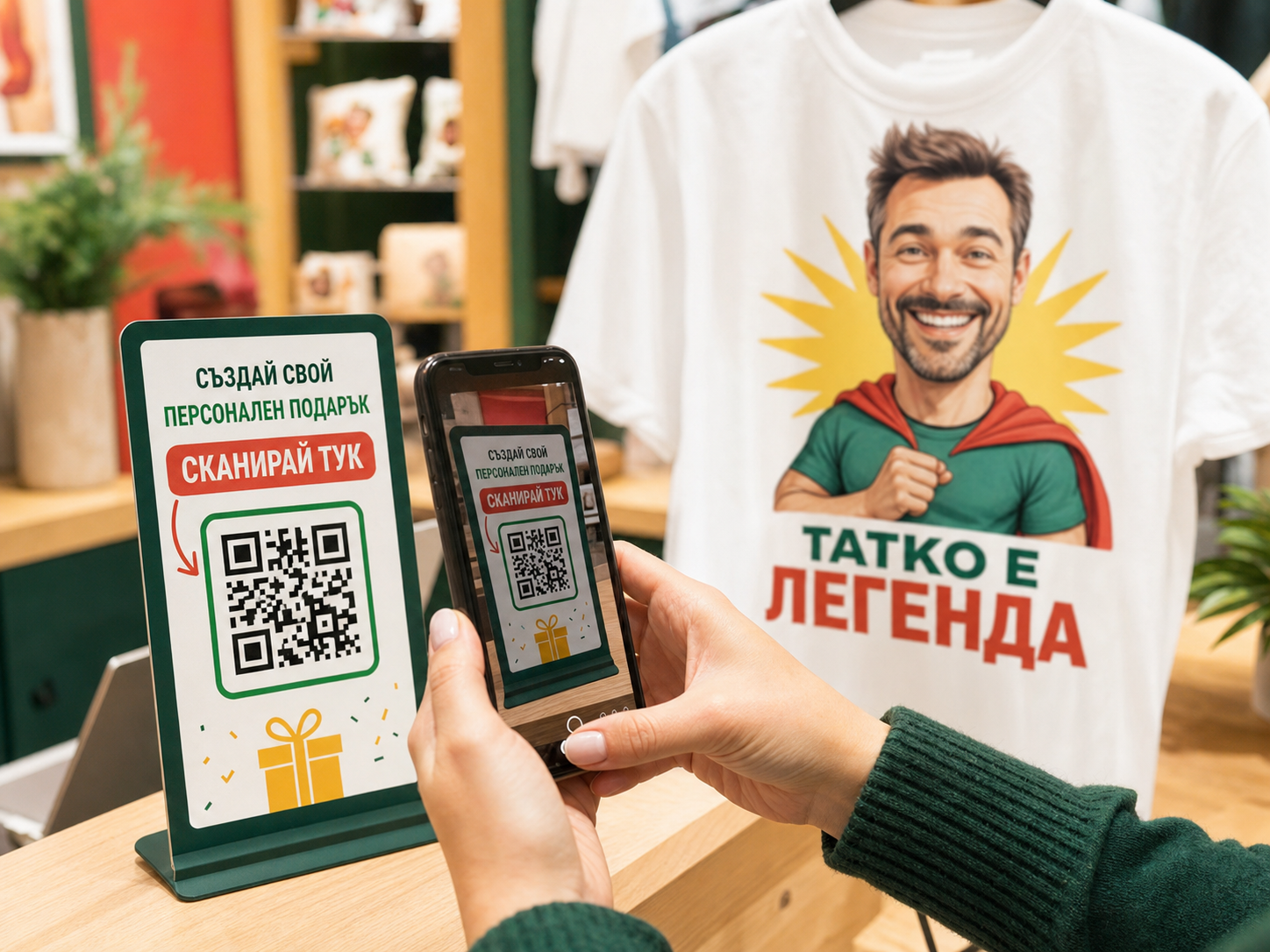 Клиент сканира QR код на PrintDesc